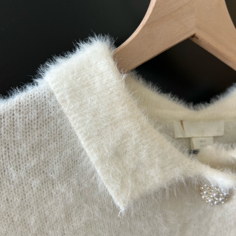 H&M Rhinestone-button Fluffy Top - Picture 7 of 8